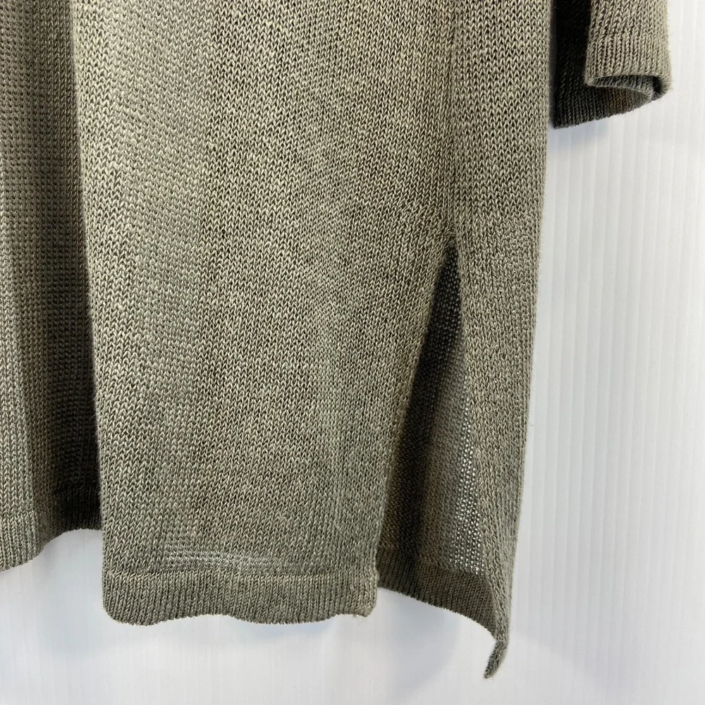 J Jill Moss Green Linen Blend Long Open Cardigan Sweater Womens Small‎ Petite